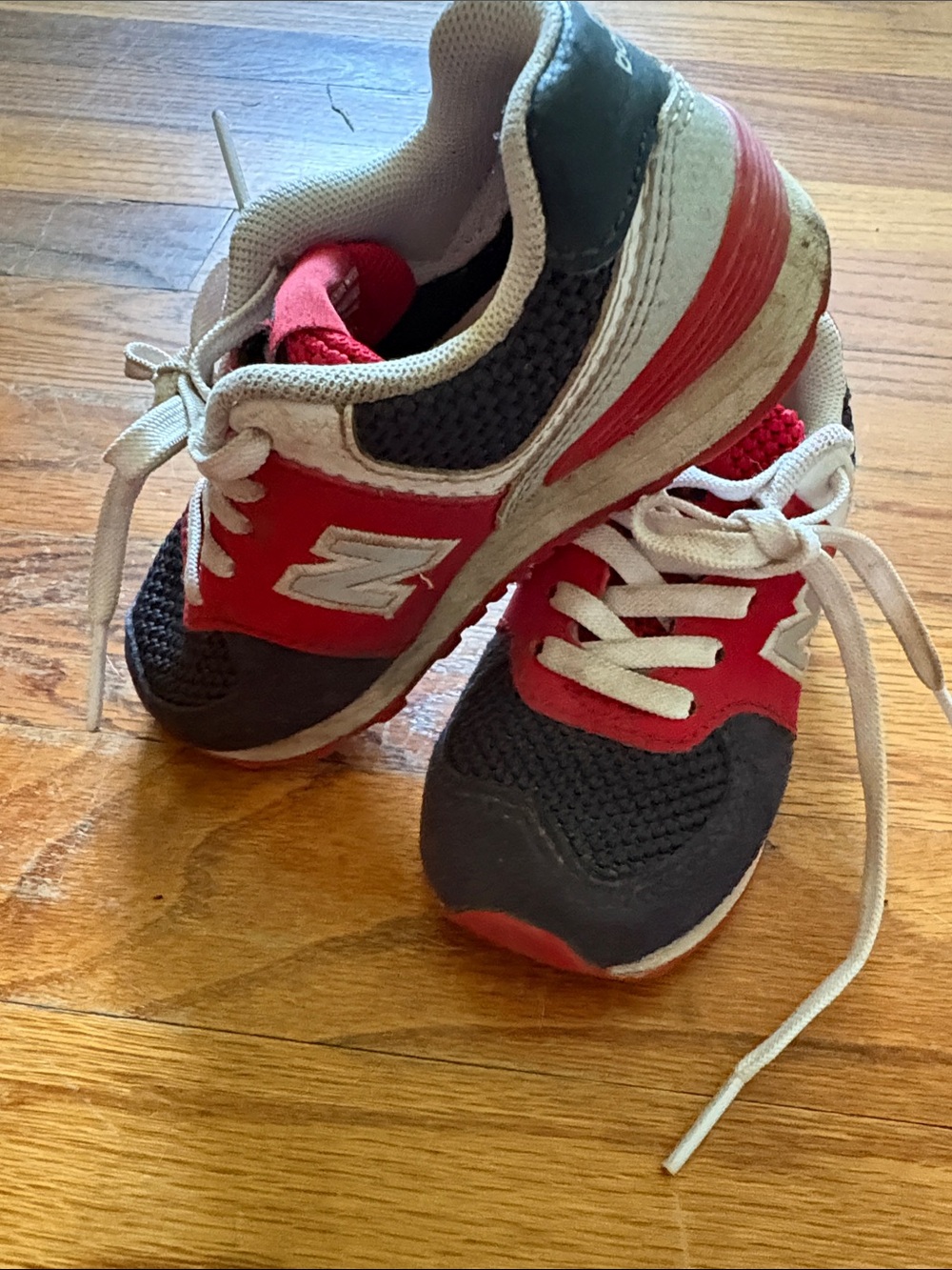 New Balance Kids Red, Gray and White Athletic Sneakers